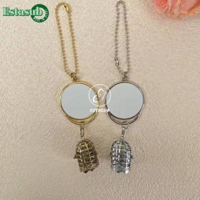 China Hot Selling Flower Sublimation Blank Birdcage Metal Hanging Pendant Ornaments For Car Decoration for sale