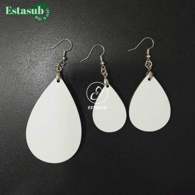 China TRENDY Sublimation Wire Dangles Unfinished Wooden Earrings Teardrop Earring for sale