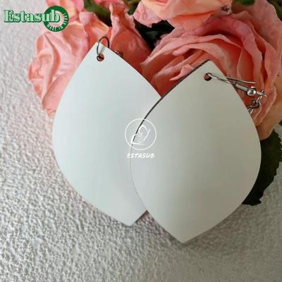 China TRENDY Sublimation Wire Dangles Unfinished Wooden Earrings Leaves Earring for sale