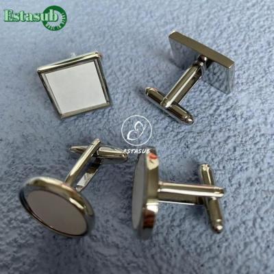 China High Quality Custom Different Shapes Sublimation Silver Plated Cufflinks Silver Plated Blank Cufflinks for sale