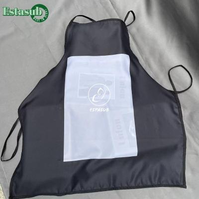 China Classy One Panel Sublimation Black Polyester Cleaning Apron For Kitchen for sale