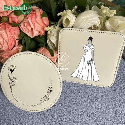 China Unique viable sublimation leather coaster with rubber backing for sale