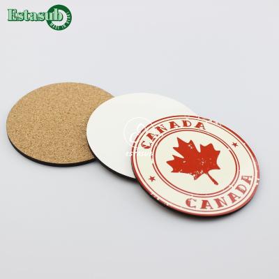 China Sustainable Laminated Sublimation Coaster Cork Custom Empty Coaster For Heat Transfer for sale