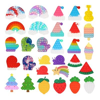 China Mini Toy Big Anti Stress Relief Pushing Bubble Pack Pops Up Stirring Person Toy Pops Fidget Toys Big Key Chain Rainbow Kids Sensory Set New for sale