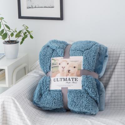 China Wholesale High Quality Luxury Extra Cool Winter Super Soft Sheep Anti-Static Double Thickening Sherpa Flannel Wool Blanket Blankets for sale