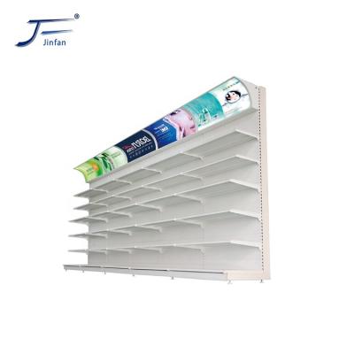 China Customized Double Sided Cosmetic Supermarket Wall Shelves Store Shelves White for sale