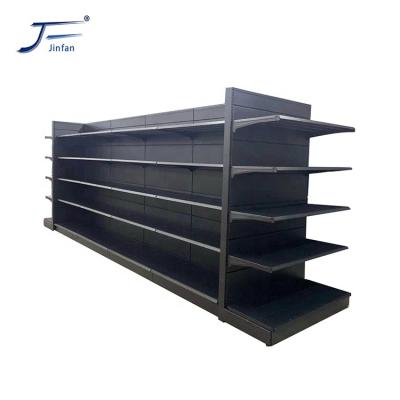 China Double Sided Customizable Grocery Shelves Metal Supermarket Shelves Metal Gondola For Supermarket for sale