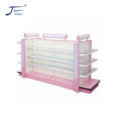 China Customized high quality glass display stand double sided supermarket cosmetics and skin care products light box for sale