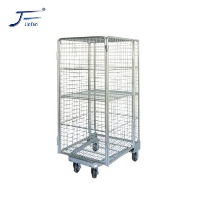 China Collapsible Warehouse Rolling Container Cage Transport Cart Foldable Top Selling Industrial Container for sale