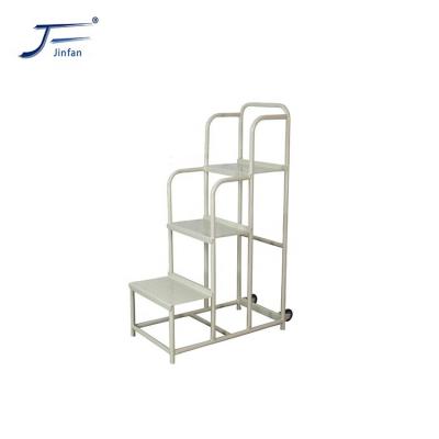 China Supermarket Folding Ladders And Warehouse Movable Platform Step Ladder Climbing Trolley Cart Adjustable Wholesale Steel Industrial Ladders for sale