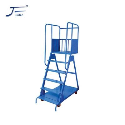 China Folding ladders dismantle 6 step trolley ladder with platform for sale