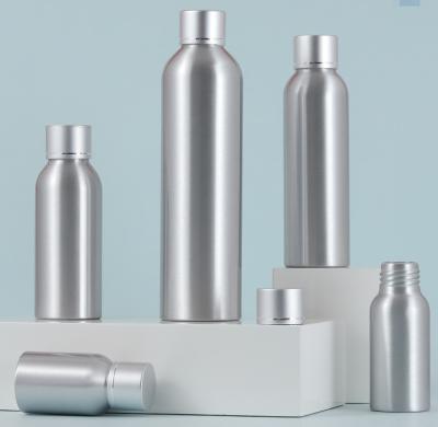 China 150ml Glass Makeup Containers Skincare Packaging Silver Aluminum Bottle for sale