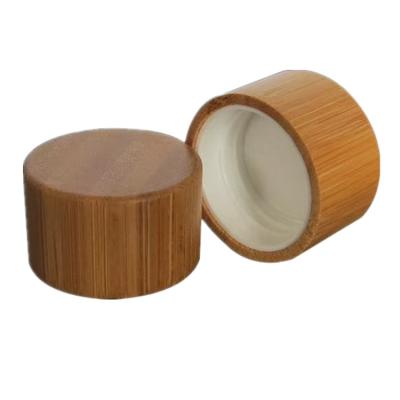 China 18# Cosmetic Bottle Caps Yellow Wooden Bamboo Cover Oval Shape for sale