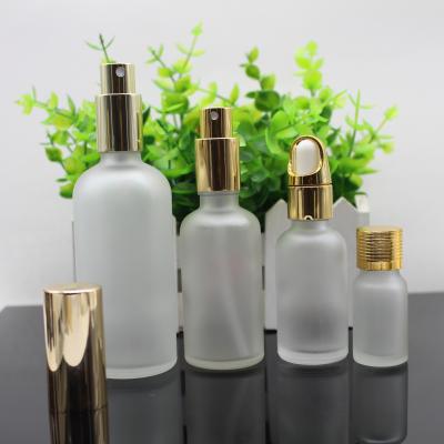 China Empty Matte White Frosted Glass Cosmetic Bottle 2 Oz Dropper Bottle for sale