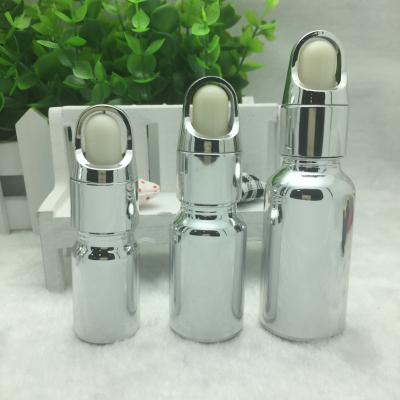 China Mini UV Electroplating Silver 5ml Cosmetic Oil Bottles For Skincare Sample for sale