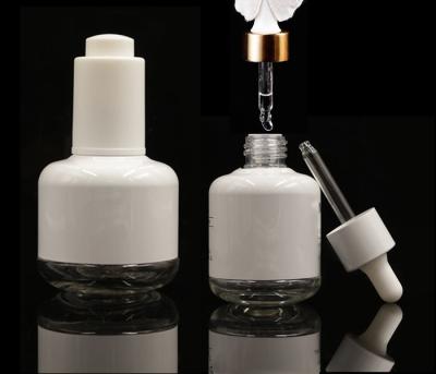 China Eco Friendly Opal White 100ml Dropper Bottle Skincare Sample Packaging for sale