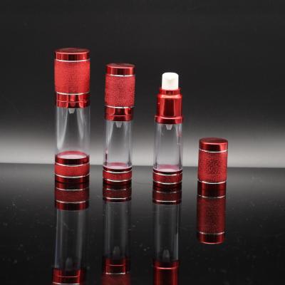 China Airless Cosmetic Bottles 30ml UV Plated Frosted Red Plastic Bottle for sale