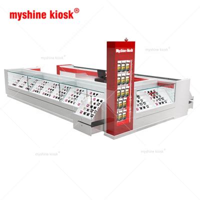 China Retail Mall Display Food Myshine Kiosk Mall Kiosk For Mobile Phone Accessories Show Stand Cell Phone Case Display Rack for sale