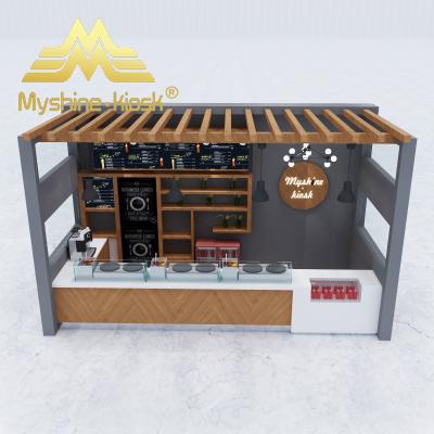 China Myshine Beverage Retail Kiosk Coffee Booth Food Kiosk Bubble Tea Bar Counter Fruit Juice Kiosk Environmental Friendly Material for sale