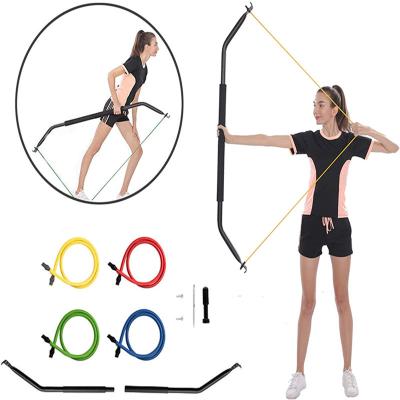 China Home\Gym\Sports Performance Workout Arc Shaped Fitness Bar With Resistance Band Set for sale