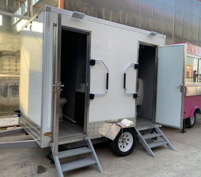 China Hot Sale 2 Stalls Restroom Trailer Mobile Toilet Trailer Outdoor Bathroom Trailer With Shower for sale