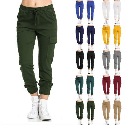 China Wholesale Hot Sale Breathable Plus Size Women's Track Cargo Sweat Pants And Pocket Casual Side Pants Solid Color for sale