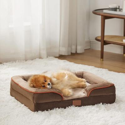 China Removable Cover Orthopedic Dog Bed Foam Sofa With Removable Washable Cover Waterproof Lining And Non-Slip Orthopedic Botto Dog Bed Memory Foam for sale