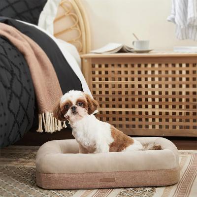 China Removable Bamboo Dog Bed Memory Foam Charcoal Blanket Orthopedic Dog Bed With Removable Washable Blanket Bamboo Dog Bed for sale