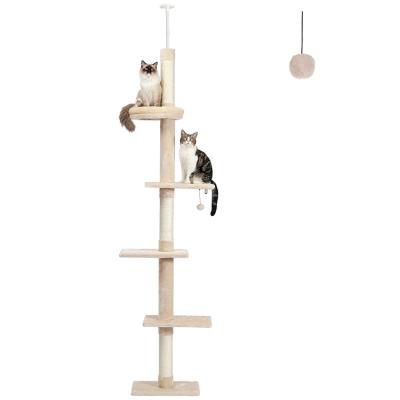 China Viable Size Large Cat Activity Tree Adjustable Cat Climbing Tree Floor to Ceiling for sale