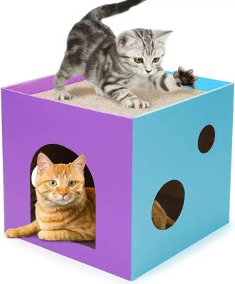 China Low Stocked Price Low Moq Fashion Unique Design Customized Size Cat Carpet Scratcher Box for sale