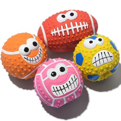 China Stored Latex Rubber Interactive Soft Bouncy Balls Pet Squeak Toys Dog Ball for sale