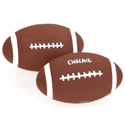 China Hot Sale Stocked Squeaky Dog Toy Balls 6 Inch Latex Football Rugby Toy for sale