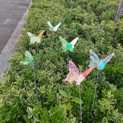 China Wholesale Colored Beautiful Waterproof Flower Pots Decorations PVC Butterfly Outdoor Garden Decor Colorful Butterfly Stakes Custom Made for sale