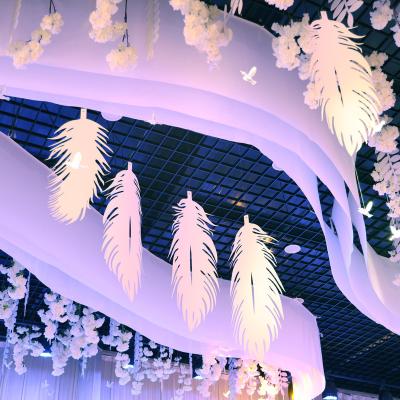 China Custom deko backdrop wedding party event decoration plant color hanging paper feather hochzeit great for wedding ceiling and birthday party decorations for sale