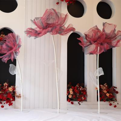 China Wedding. Wedding Flowers Three Piece Set High Grade Artificial Organza Flowers Handmade Real Touch To Wedding Stage Decor for sale