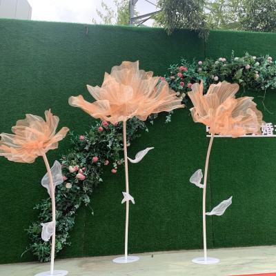 China Three Piece Party Wedding Home Decoration Set Artificial Champagne Giant Standing Fake Silk Plastic Flowers Decoration for Wedding Background and Party for sale