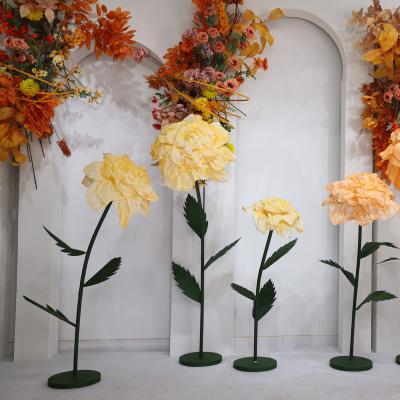 China Wedding. Wedding Flowers Hot Sale Big Beautiful Wedding Supplies Real Touch Giant Fake Yellow Paper Flowers For Event Decoration for sale