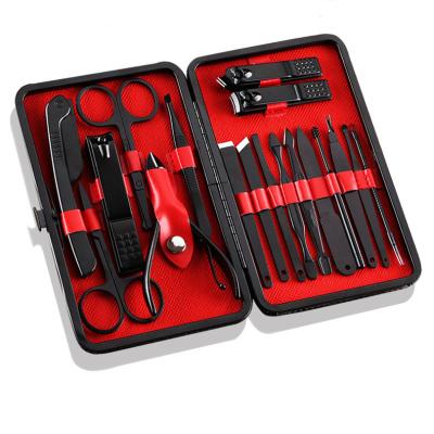 China Promotion Gift Black Color Manicure Pedicure Set, Nail Clipper Grooming Kit for sale