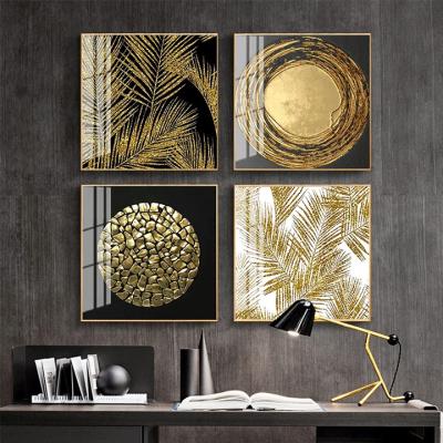 China Retro Waterproof Minimalist Posters Crystal Porcelain Abstract Painting Nordic Gold Wall Picture Art Print Home Decor Luxury for sale