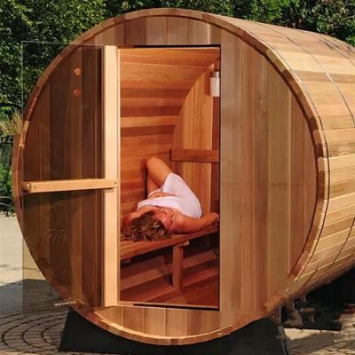 China Computer Control Panel Manufacturer Big Promotion Hemlock Cedar 6 Person Barrel Sauna Importer for sale