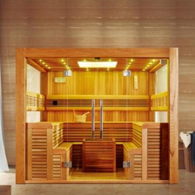 China Hot Selling Cedar Hemlock 6-8 Luxury Red Person Computer Control Panel Sauna Wood Room for sale