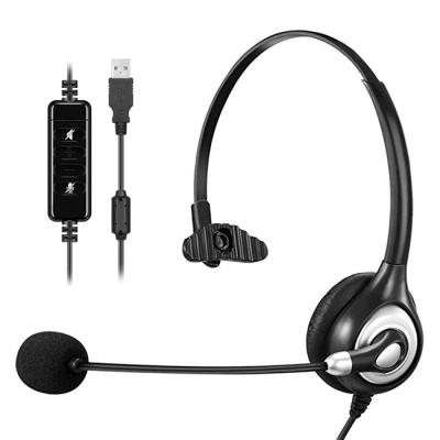 China Headband Computer Earphone Monaural USB Headset For Call Center for sale