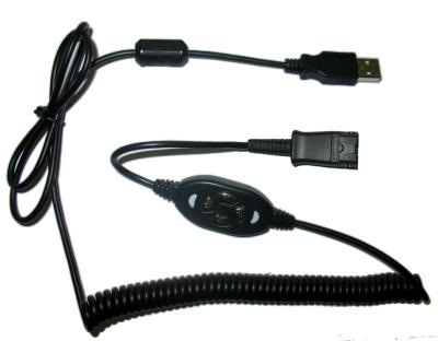 China Call Center Quick Cord USB to QD Adapter Integrated Volume Control Cable for Call Center Headset for sale