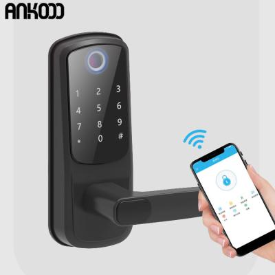 China Tuya Smart Remote Control Wooden Door Smart Home App Locks BD Security Easy lok Installation Fingerprint Door Latch Lock for sale