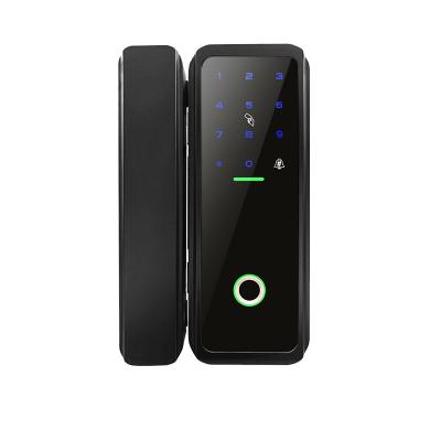 China Aluminum Biometric Fingerprint Glass Door Tuya APP Control Smart Sliding Lock Guangdong Hardware for sale