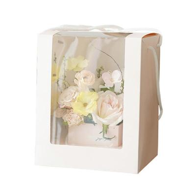 China Hot Selling Biodegradable Packaging Box With Handle Rope Florist Bouquet Wrapping Boxes Dried Flowers Paper Box SQR Flowers Custom Design for sale