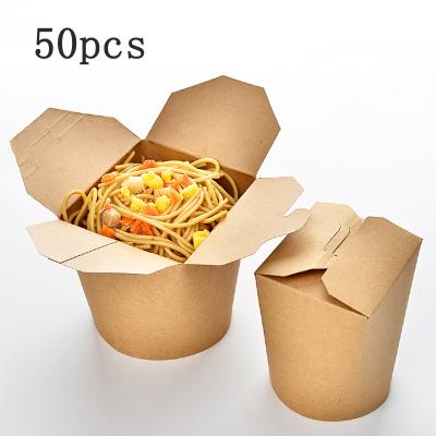 China Disposable Bento Takeout Box Wedding Birthday Paper Salad Wrapping Paper Containers Meal Prep Packing Bucket Cheap Food Grade Paper Disposable Party for sale