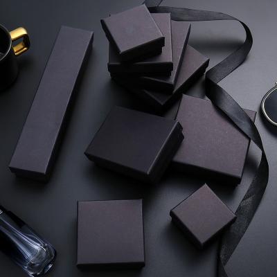 China Fashion Classic Black Paper Box Jewelry Gift Box Simple Biodegradable Earrings Bracelets Necklaces Packing Handmade Craft Paper Box Wholesale for sale