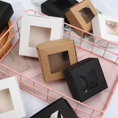 China Handmade Transparent Soap Window Soap Boxes Biodegradable Cheap Paper Box Brown/Black/White Cardboard Open Paper Wedding Candy Box for sale