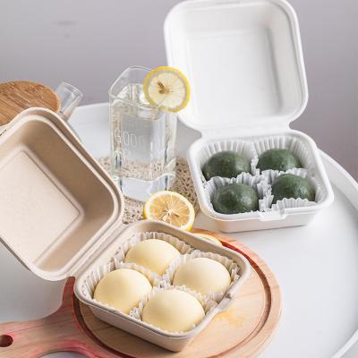 China 6 Inch Disposable Biodegradable Biodegradable Lunch Box Cake Dessert Baking Protector Food Containers Take Out Bento Lunch Box for sale